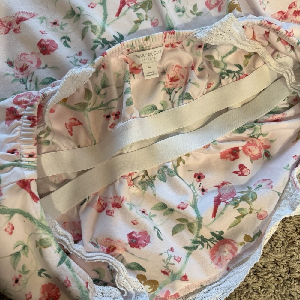 Charter Club Women's Cotton Floral Lace-Trim‎ Nightgown- Bird Bloom XL - Picture 6 of 12